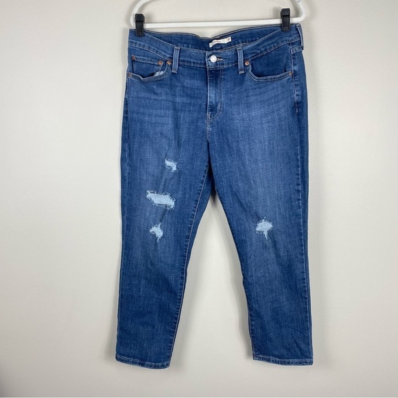 Levis Boyfriend Jeans Women 32 Distressed Mid Rise Medium Wash Pants Denim - Picture 7 of 7
